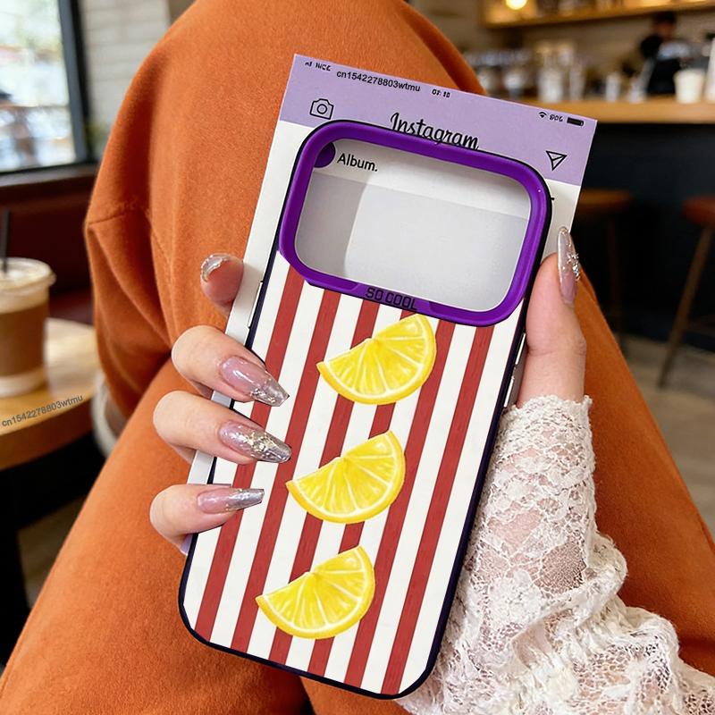

Fresh Summer Fruit Lemon Cherry Striped Phone Case for Xiaomi Redmi Note 7 8 9 9S 10 11 12 13 14 15 Pro Plus 4G 5G Anti Fall Redmi Note 13 Pro 5G