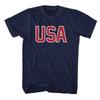 USA Patriotic White Outline Red USA Logo Men's T Shirt