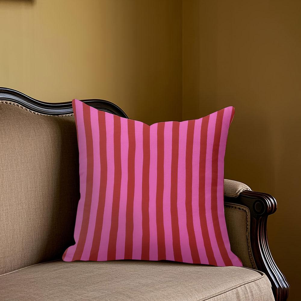 Rosa & Röda Randiga fyrkantiga Jacquard Kuddfodral för Soffa Kontor Midjekudde Fodral Heminredning Kuddfodral