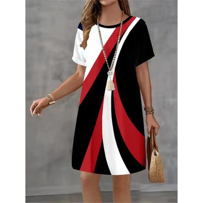 Fashion Women Dress Gradient Print Design Sense Pattern 2025 Summer Elegant Women A-Line Dress Casual Short Sleeve Mini Dress