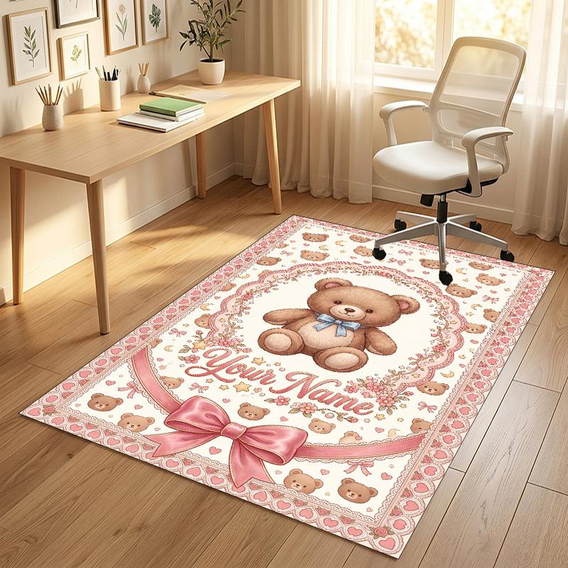 Sweet Treats Theme Soft Crystal Velvet Rug Custom Name & Text Print Non Slip Floor Rug for Bedroom Living Room
