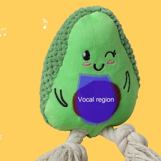 Eco-friendly Cotton Rope Wear-resistant Dog Molar Toy Plush Avocado Shape Pet Interactive Accessories