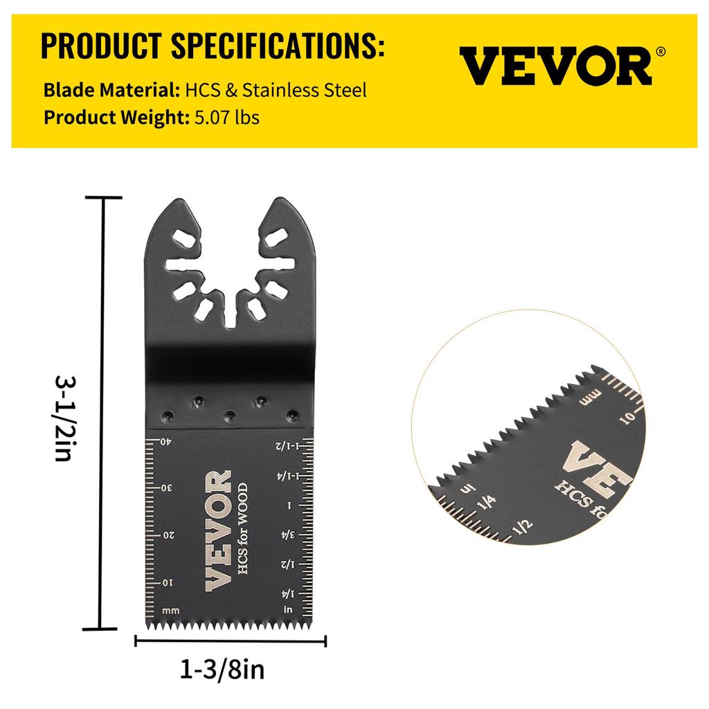 VEVOR 100PCS Oscillating Saw Blades, Quick Release Multitool Blades Kit, HCS Tool Blades for Wood Plastic