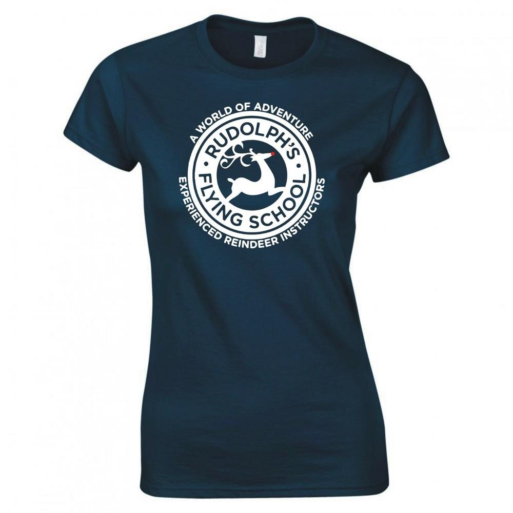Christmas Rudolphs Flying School Ladies Skinny Fit TShirt S