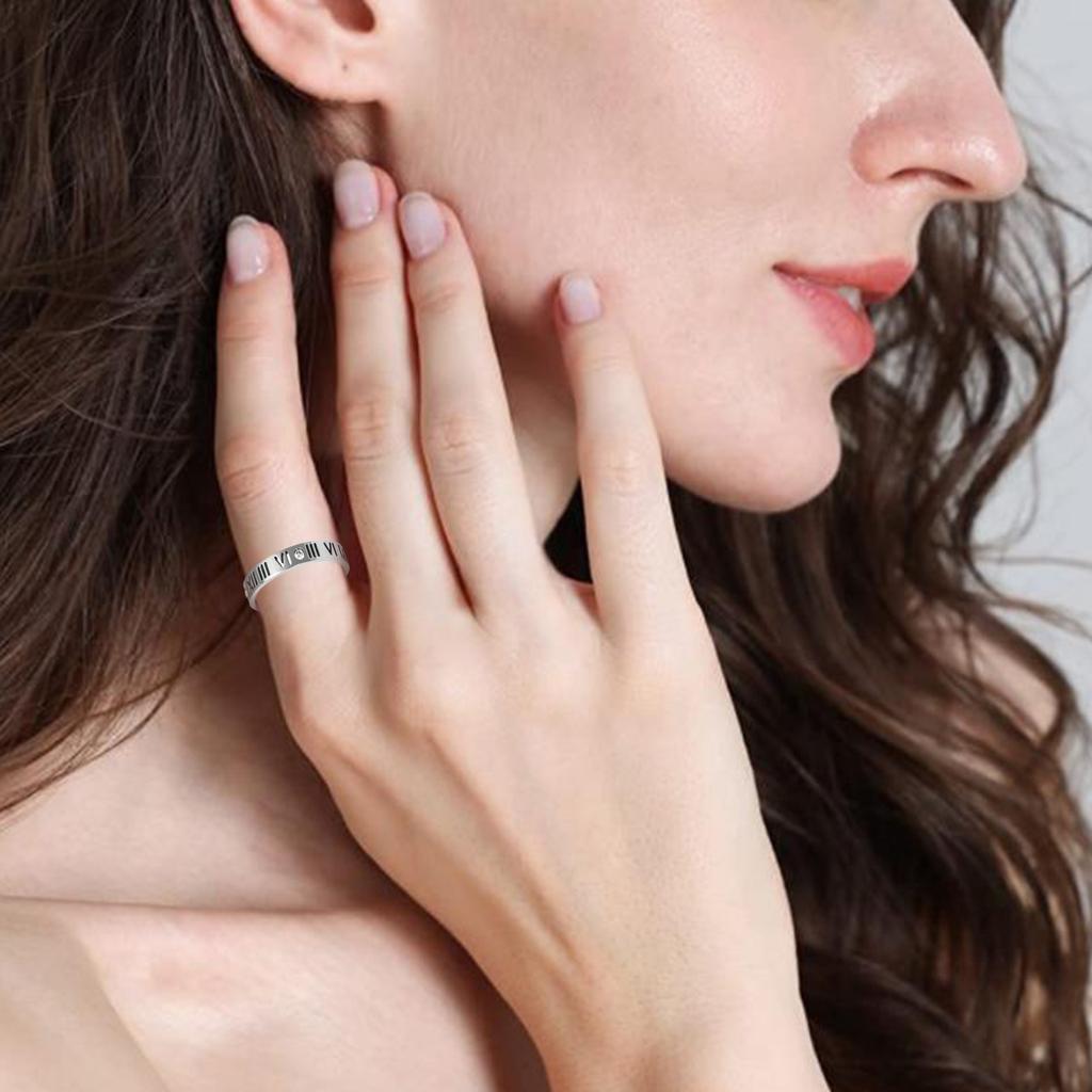 European and American Furnace Roman Numeral Ring Hollow Couple Men's and Women's Alphabet Ring