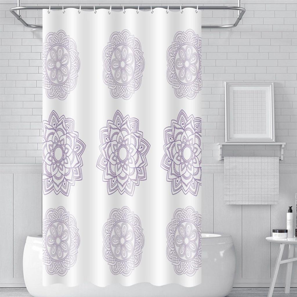 3D Printed PEVA Shower Curtain with Hooks – Thick, Waterproof, Mildew-Resistant Bathroom Partition