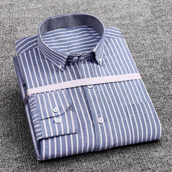 

Мужская рубашка с длинным рукавом, дышащая тонкая полосатая официальная рубашка, офисная одежда