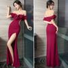 ISLAYCAOLILA DT2 Mariel Dress Wine Cabaret Mini Club Party Flared Long Slit Strapless Tight Maxi Dress Women's (Size M, Red) - Dress, Dress, Dress,