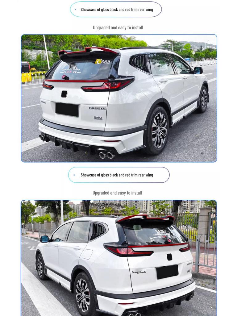 17-20 Honda CRV Haoying Modified Front Lip Kit: Bumper Grille Guard, Rear Spoiler Louvers.