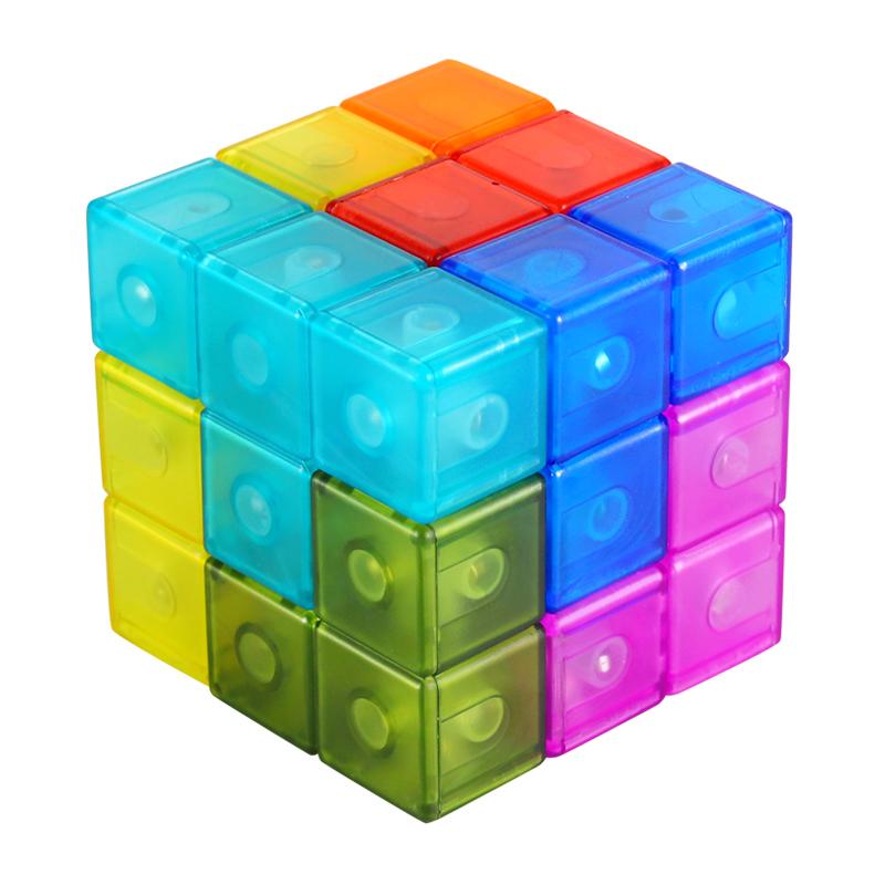 DIY Magnetic Cube Building Blocks 3D Magnet Tile 7Pcs Set Puzzle Speed Cube 54pcs Guide Cards Intelligence Toys For Children