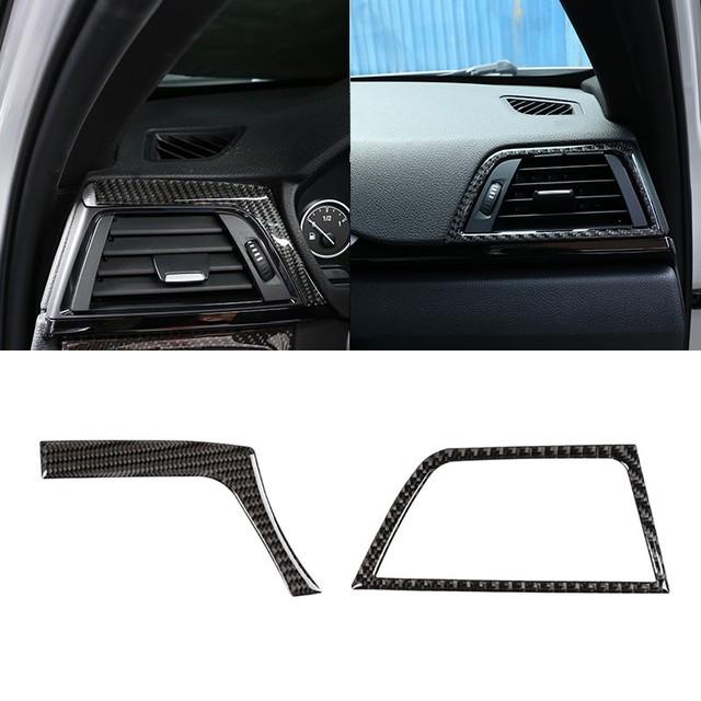 Real Carbon Fiber Car Interior Center / Side Air Conditioning Air Outlet Vent Cover Trim For BMW 3 4 Series F30 F32 2013-2018