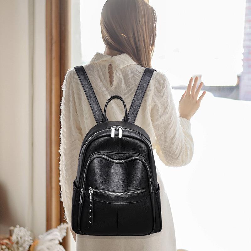 Backpack Women's Korean Version Trendy Large Capacity Casual Mommy Bag Versatile Fashion Handheld Soft Leather Backpack