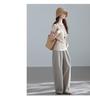Elegant Cotton Lyocell High Waist Wide Leg Women's Pants