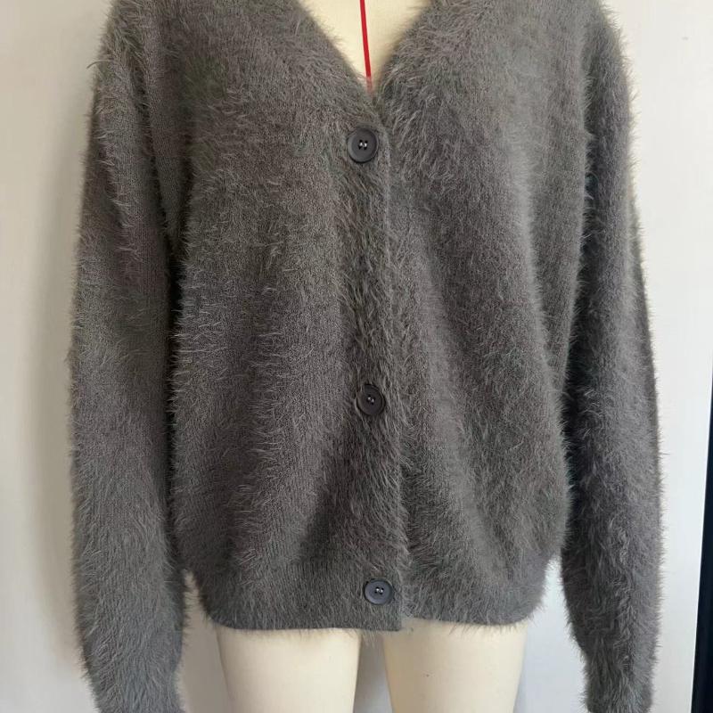 Женский вязаный повседневный кардиган осень-зима модный свободный свитер с V-образным — фото 3