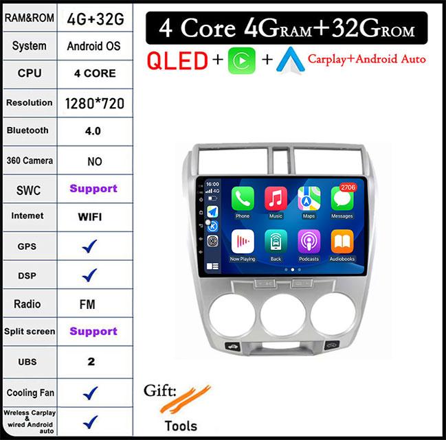 9 Lnch For Honda City 2008 -2013 Car Radio Multimedia Video Player Navigation GPS Head Unit BT