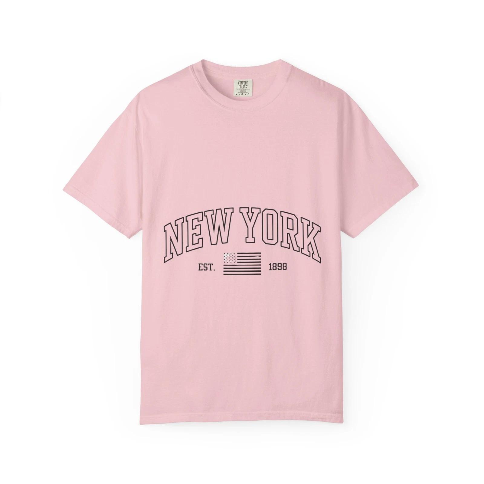 New York Arch Logo T Shirt City Text Graphic Vintage Garment Dyed Tee Classic NY L