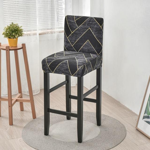 Elastic Short Chair Furniture Cover Spandex Fabric Printed Bar Stool Seat Covers Chair Protector Slipcovers For Cafe Dining Space Kitchen Washable