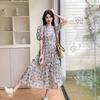 Bubble Sleeve Floral Dress Women's Summer New Fungus Edge Loose Small Long A-shaped Dress