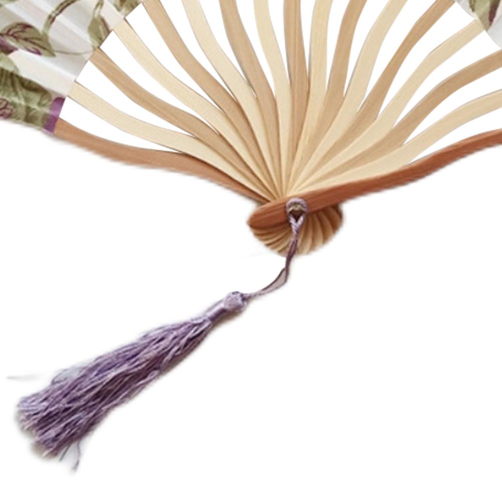 Vintage Faltfächer Seide Bambus Damen Handfächer mit Quasten zur Wanddekoration Hochzeit