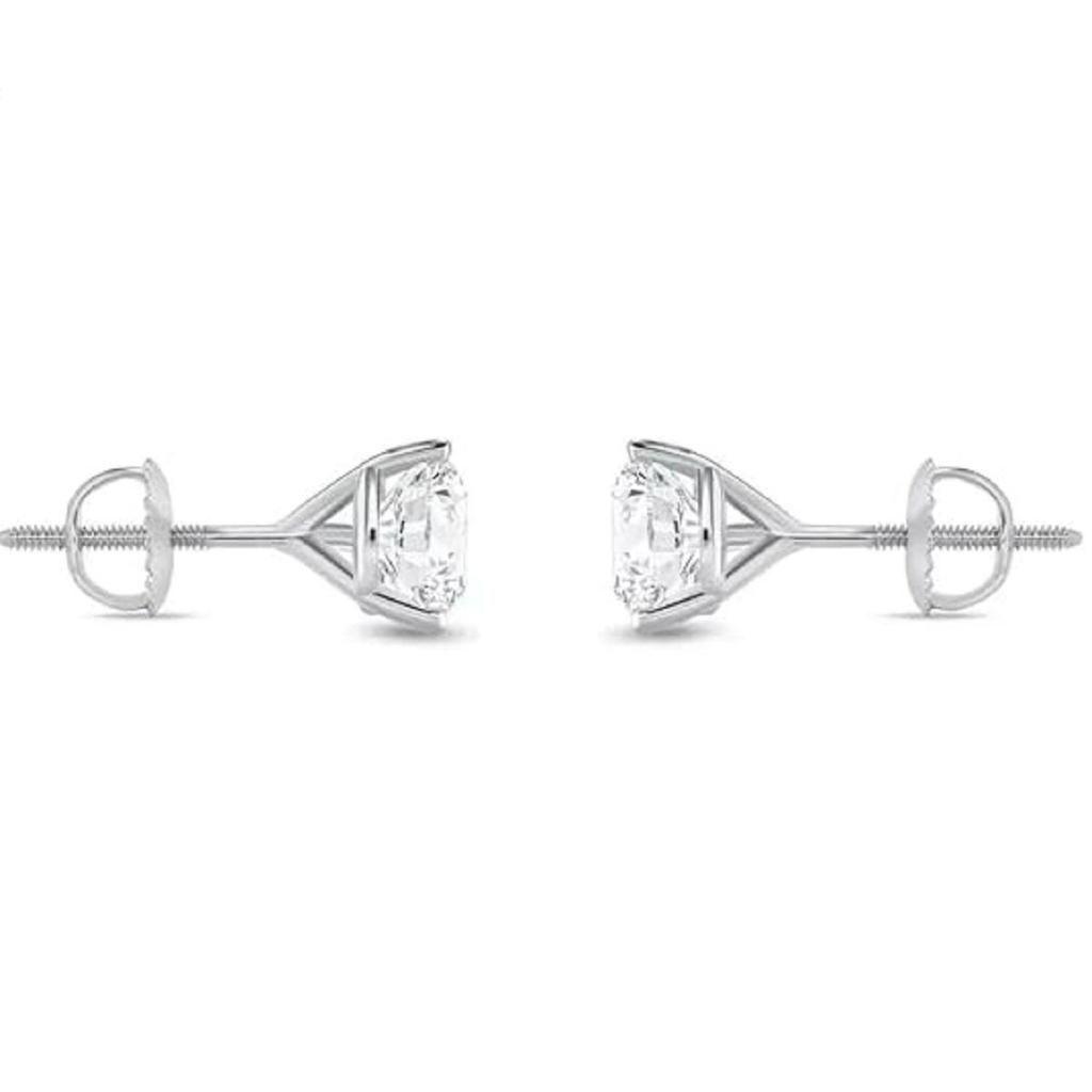 6 Ct Round Cut Diamond Stud Earrings White Gold 925 Silver Screw Back Earrings For Women's Classic Jewellery