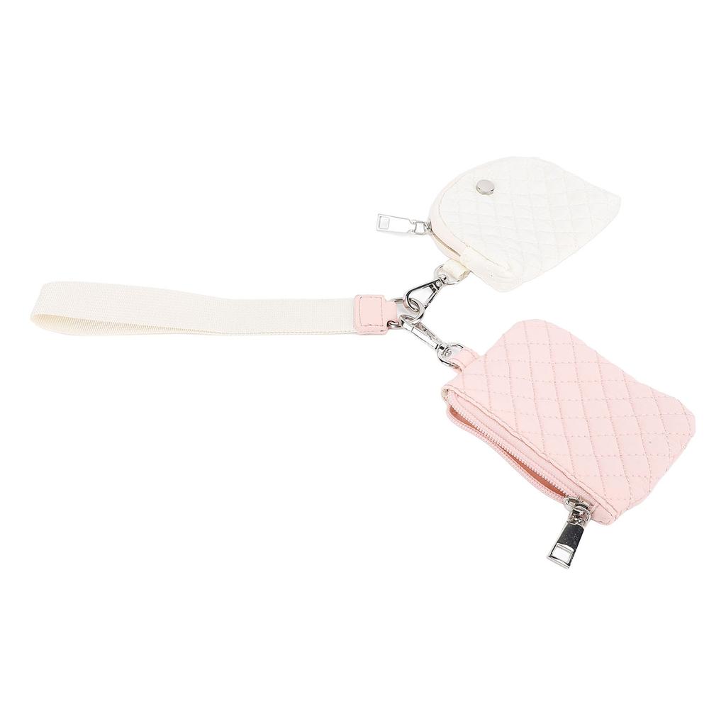 Mini Zip Around Wristlet Wallet Stylish Look Detachable Portable Dual Pouch Wristlet Keychain Wallet