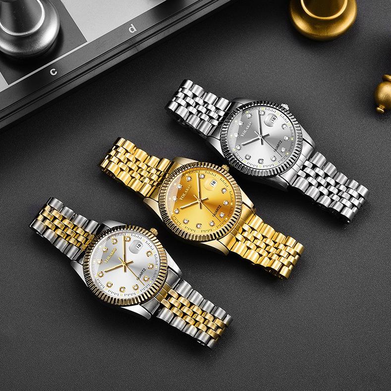 Rhinestone Calendar Mens Watches Business Quartz Watch Wristwatch