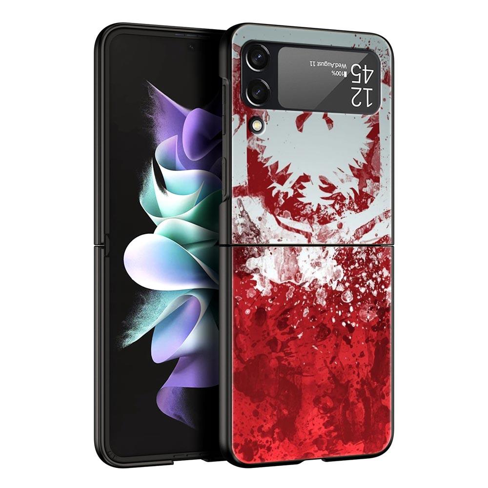 

Phone Case for Samsung Galaxy Z Flip 3 4 5 6 7 Folding Black Shell For Samsung Z Flip4 Flip5 PC Hard Cover polish flag Galaxy Z Flip3 5G