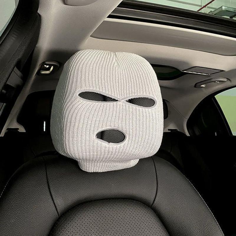 Funda universal para reposacabezas de asiento de coche, pasamontañas de 3 agujeros, cobertura completa, decoración divertida para Halloween y Navidad.