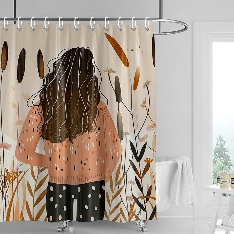 

American Ins Wind Shower Curtain Abstract Illustration Bathtub Curtain Hotel/Spa Privacy Partition Curtain 180X 200Cm 240 X180Cm W60H190(CM)-1 Pcs