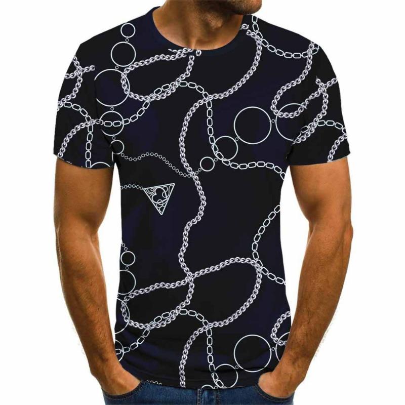 Summer Men's Round Neck Short Sleeved T-shirt Street Fashion 3D Digital Printed T-shirt Top