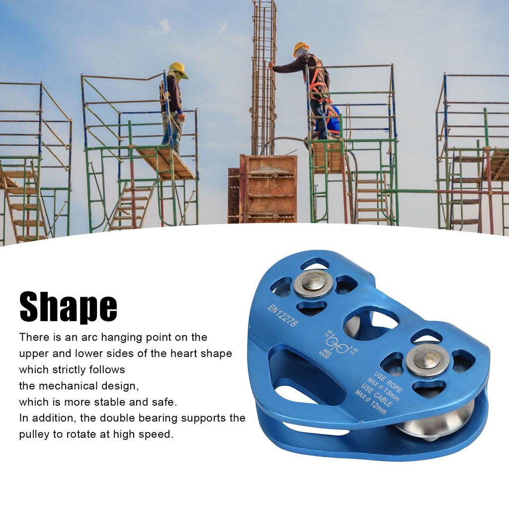 Podwójne koło pasowe do wspinaczki Zipline Koło pasowe do transportu lotniczego w kształcie serca do malowniczej kolejki linowej