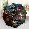 Dungeons & Dragons Dragon Amperand Logo Folding Umbrella - 8-Rib Automatic Open Compact Travel Umbrella with Polyhedral Dice P