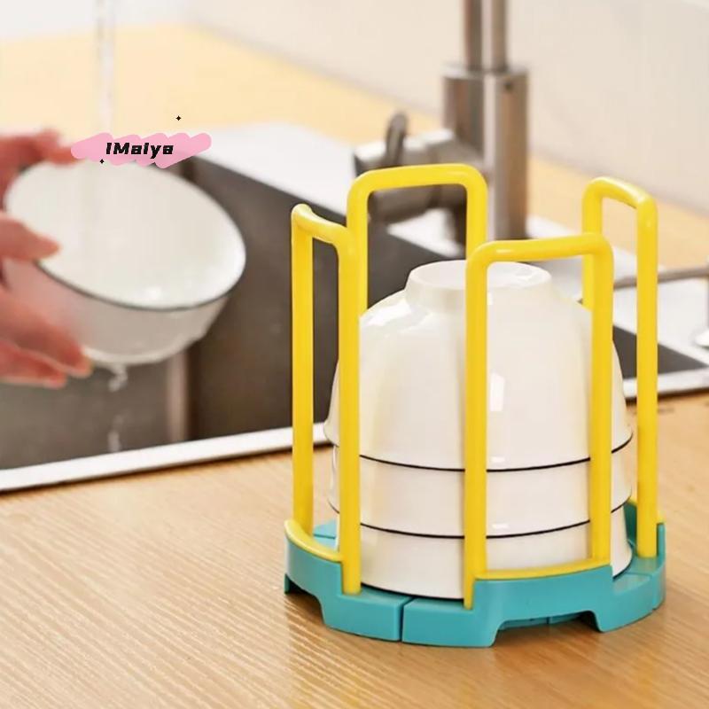M-Portable Retractable Bowl Holder Drain Removable Cabinet Dishes Storage Rack Water Cup Kitchen Organizer