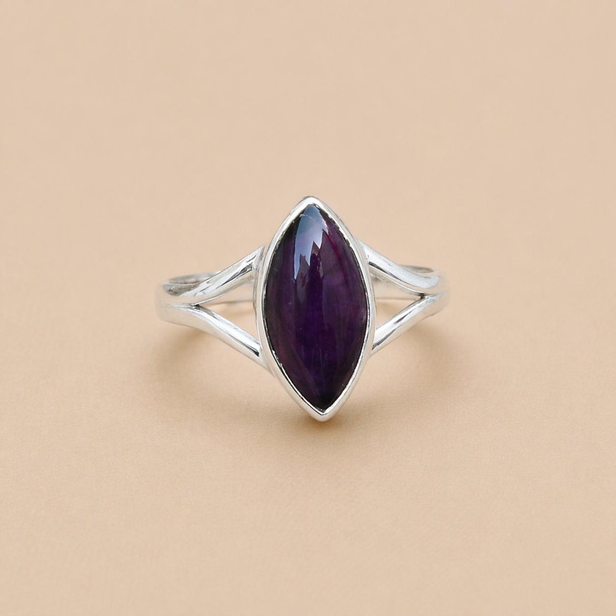 

Amethyst Marquise Ring, 925 Sterling Silver Boho Statement Ring, Purple Gemstone Ring, Minimalist Handmade Jewelry 4 серебряный