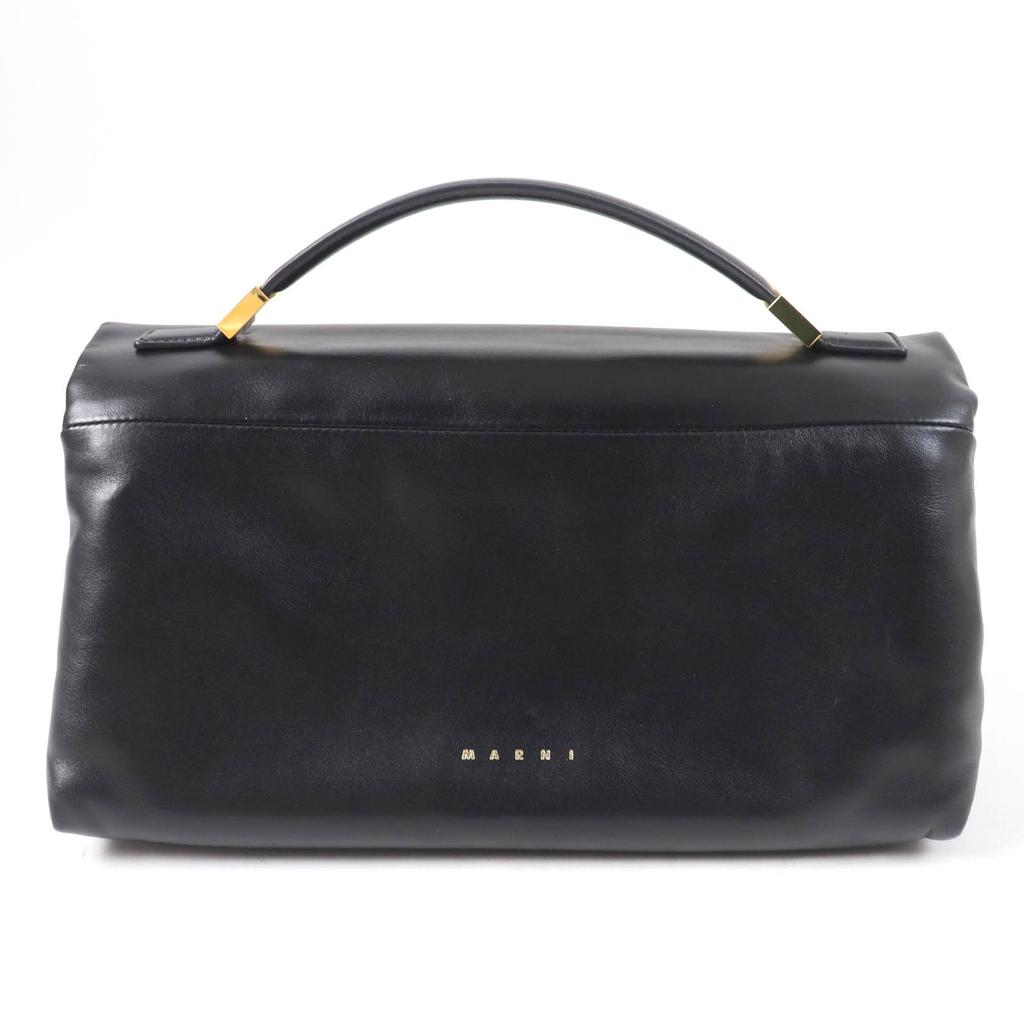 MARNI Shoulder Bag PRISMA puffer 2WAY hand black leather Women BMMP0130U1 Used