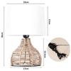 36 Cm Zarif Tasarım Uzun Kağıt İp Rattan Hasır Görünümlü Standart Komodin Masa Lambası Açık Bej Kumaş Keten Abajurlu