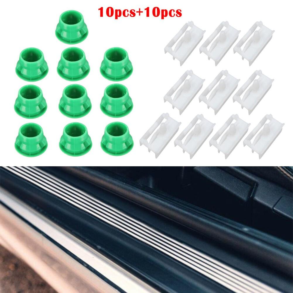 20Pcs Moulding Clip Green+White Grommets PA6 Rocker