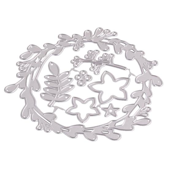 

Різдвяна квіткова гірлянда для вирізання DIY паперових листівок для записів, виготовлення ремісничого декору срібний