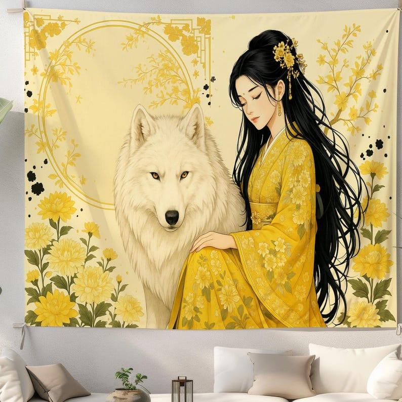 Wolf Goddess tapestry 75x100 чёрный
