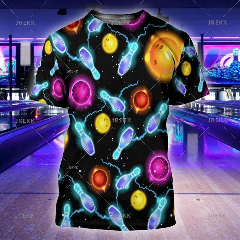 Bowling Jersey Men's T-Shirt Summer Fashion Streetwear O Neck Casual Short-Sleeve Gym Tops Men Clothing