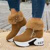 2026New Womens Winter Boots Fashion Platform Wedges Boots Winter Fur Booties Suede Casual Ankle Boot Plush Warm Snow Boots Botas