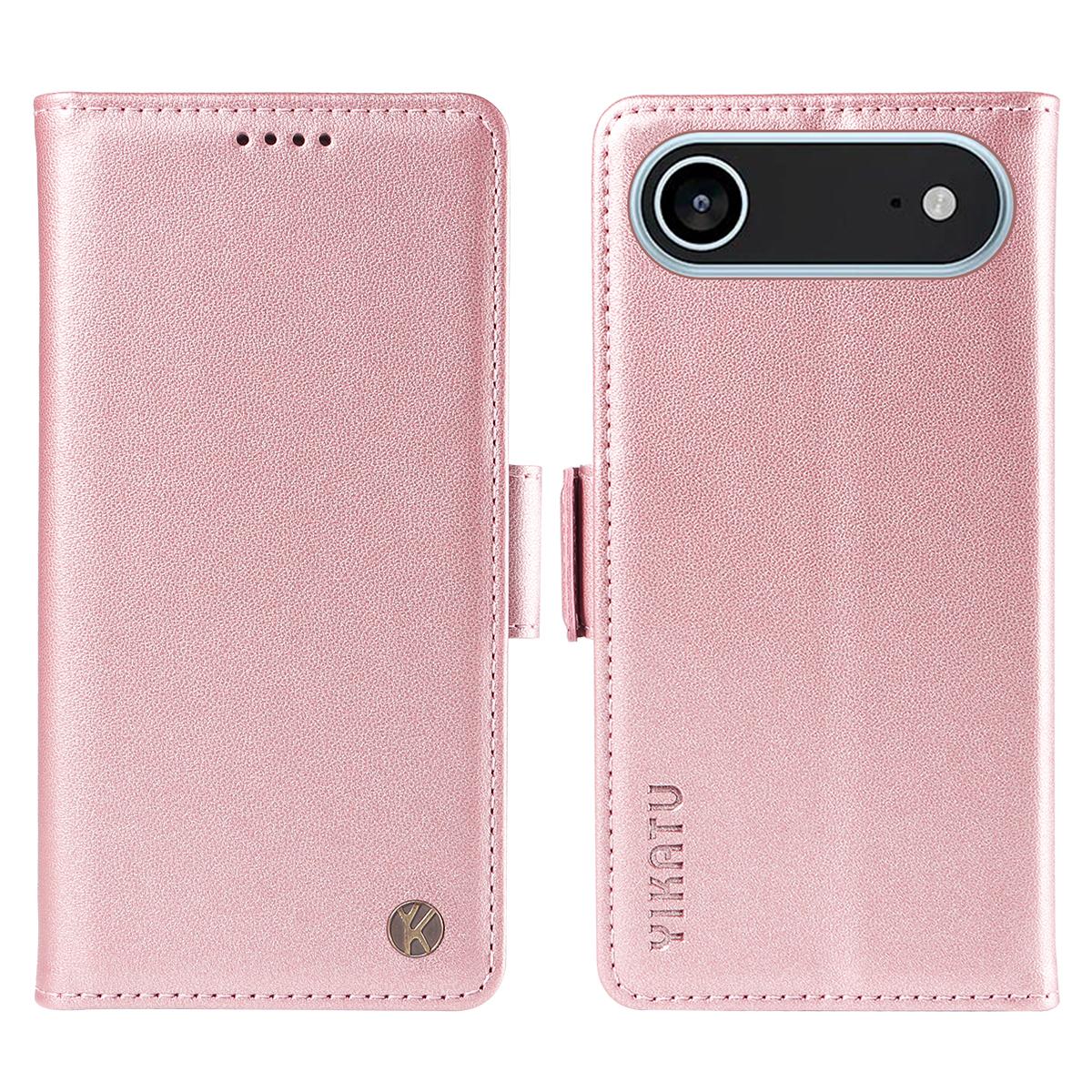 

For iPhone 17 Air Wallet Phone Case YIKATU YK-003 Leather Stand Cover Rose Gold