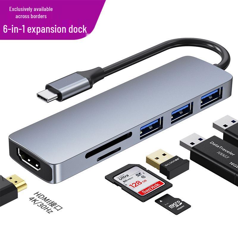

Cross-border 6-in-1 USB-C Hub: 4K Docking Station for MacBook