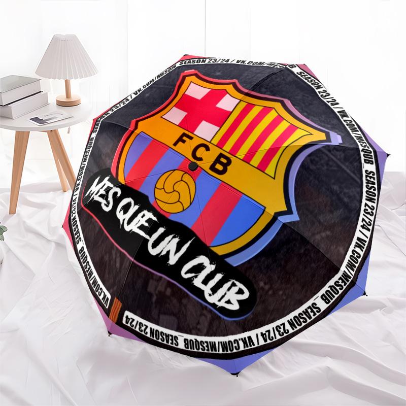 FC Barcelona  Pattern, Automatic Folding Umbrella, Portable and Foldable Design, 8 Ribs, a Christmas or Birthday Gift.