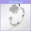 Four Leaf Clover Adjustable Ring Jewelry With Platinum Or Gold Finish For Women