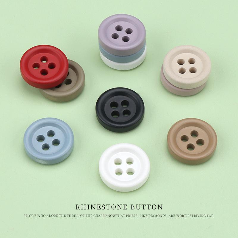 5pcs Color Round Edge Four Eyes Resin Buttons Buttons Shirt Accessories Women'S Shirts Versatile Clothes Decorative Buttons Small Buttons