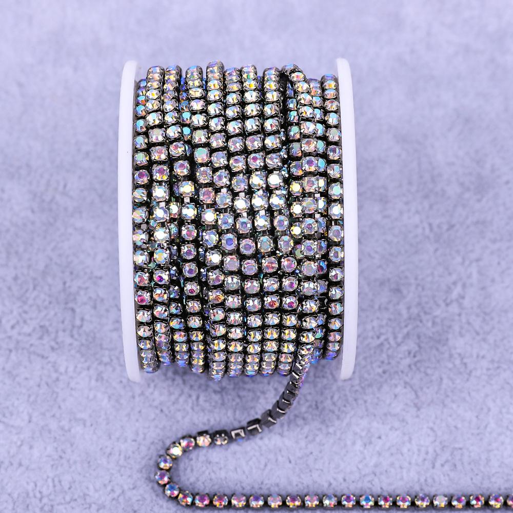 Electroplated Rhinestone Drill Chain: Single Row Metal Claw Chain for DIY Costume Accessories