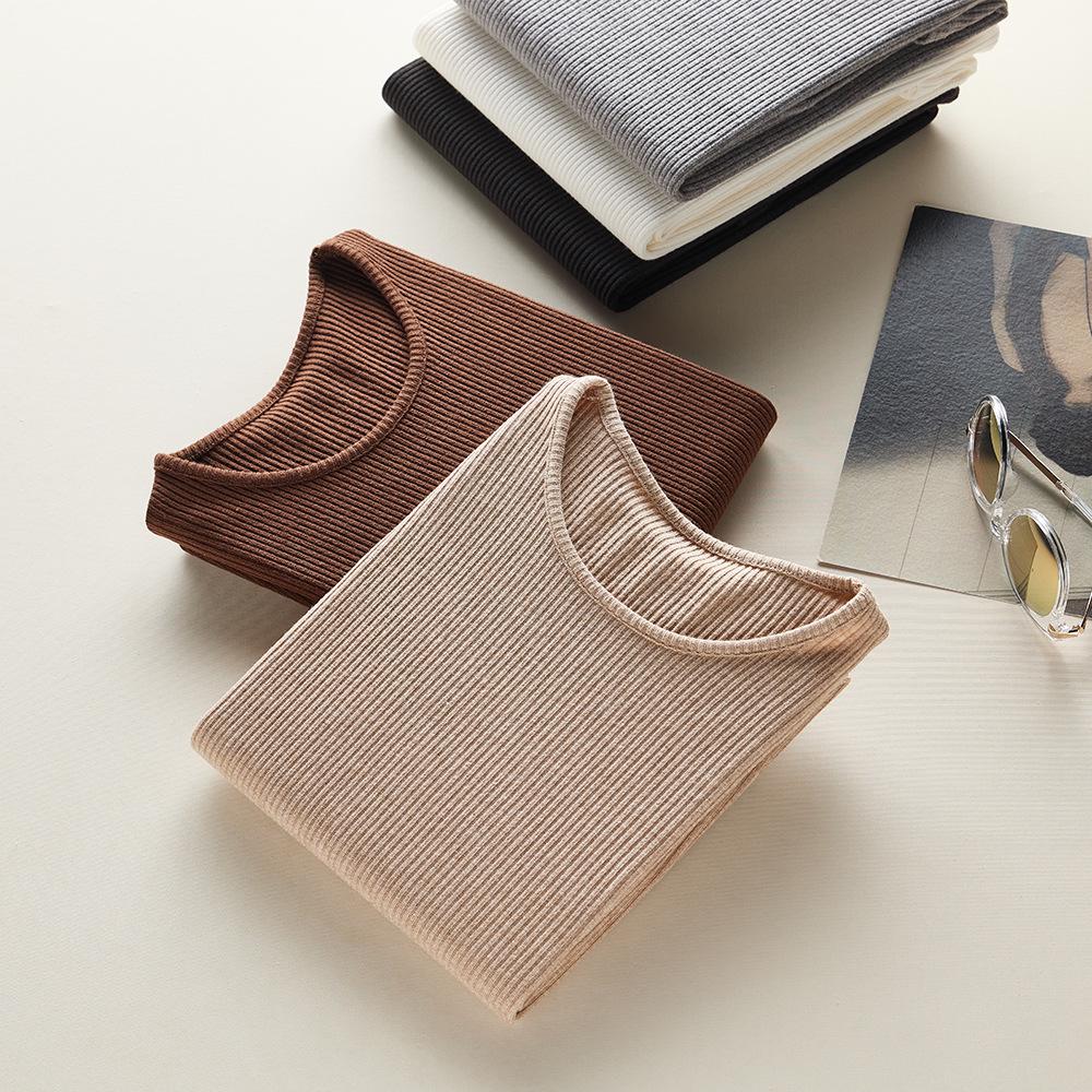 Women's Ribbed Knit Crew Neck Long Sleeve Top - Slimming & Versatile