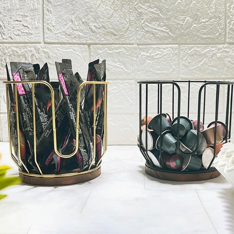 Convenient Metal Coffee Organizer Practical Coffee Pods Dispenser Large Capacity Espressos Pods Storage Basket Holder