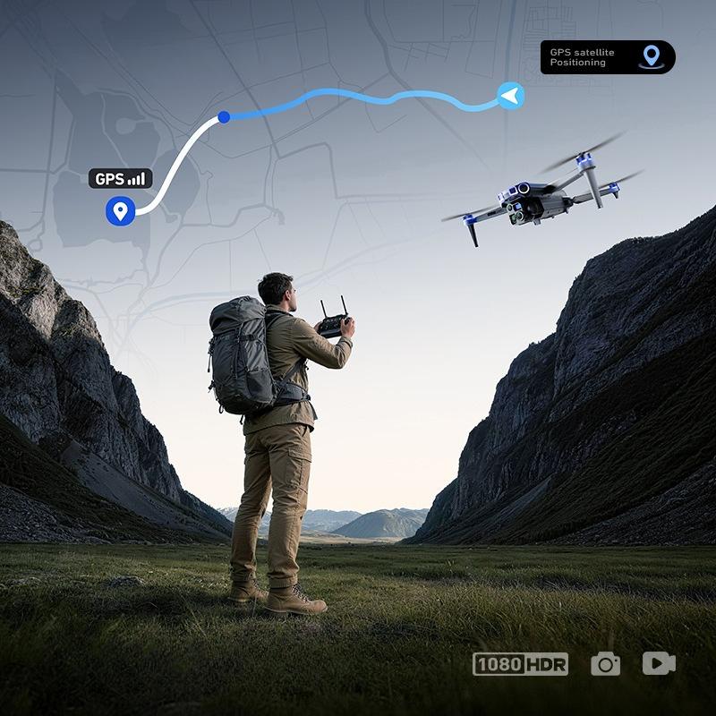 P52 GPS Drone with 4K HD Camera 4.5 Inch Screen Remote Control Brushless Motor Obstacle Avoidance RC Quadcopter Professional Photography Helicopter